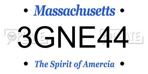 3GNE44 Massachusetts License Plate