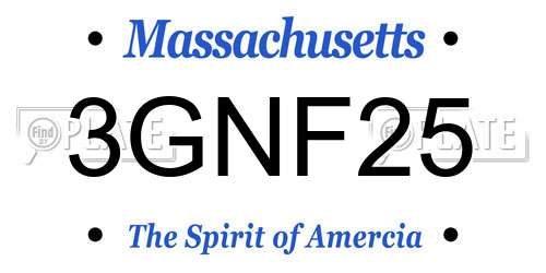 3GNF25 Massachusetts License Plate