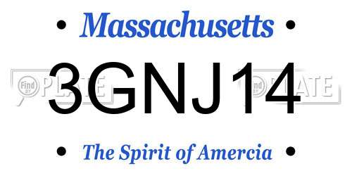 3GNJ14 Massachusetts License Plate
