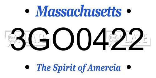 3GO0422 Massachusetts License Plate