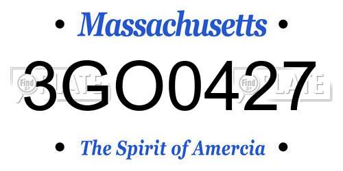 3GO0427 Massachusetts License Plate