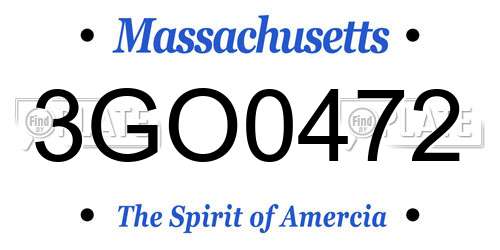 3GO0472 Massachusetts License Plate