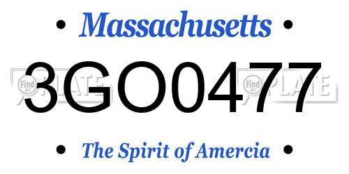3GO0477 Massachusetts License Plate