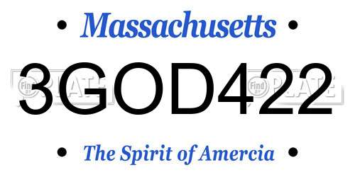 3GOD422 Massachusetts License Plate