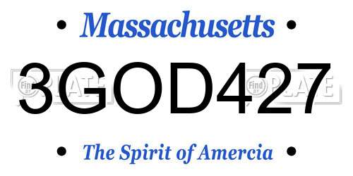 3GOD427 Massachusetts License Plate