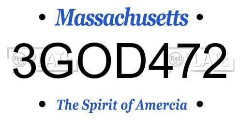 3GOD472 Massachusetts License Plate