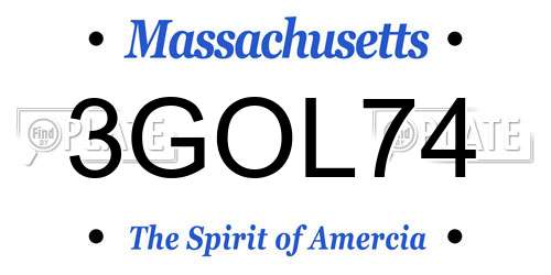 3GOL74 Massachusetts License Plate