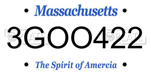 3GOO422 Massachusetts License Plate