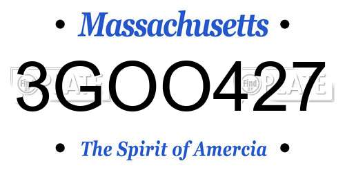 3GOO427 Massachusetts License Plate