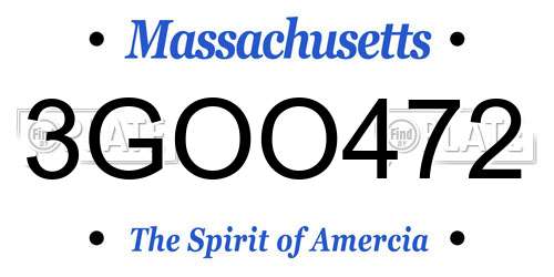 3GOO472 Massachusetts License Plate