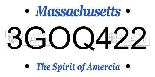 3GOQ422 Massachusetts License Plate