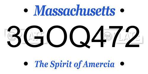 3GOQ472 Massachusetts License Plate