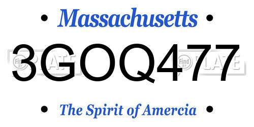 3GOQ477 Massachusetts License Plate