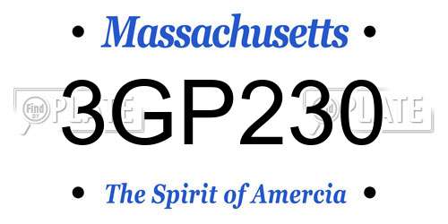 3GP230 Massachusetts License Plate