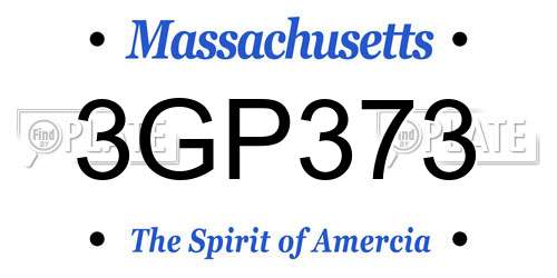 3GP373 Massachusetts License Plate