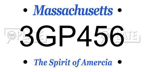 3GP456 Massachusetts License Plate