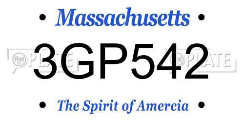 3GP542 Massachusetts License Plate
