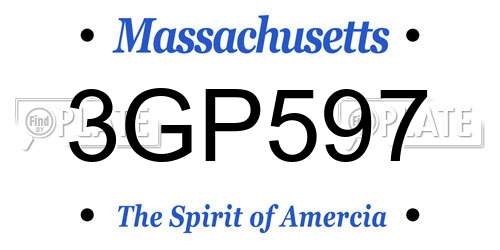 3GP597 Massachusetts License Plate