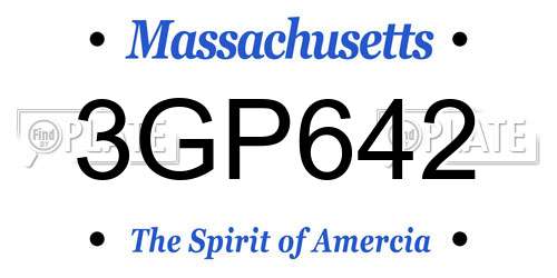 3GP642 Massachusetts License Plate