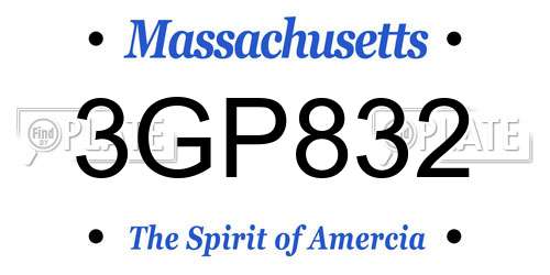 3GP832 Massachusetts License Plate