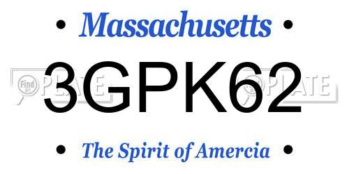 3GPK62 Massachusetts License Plate