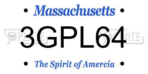 3GPL64 Massachusetts License Plate