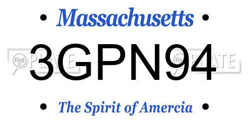 3GPN94 Massachusetts License Plate