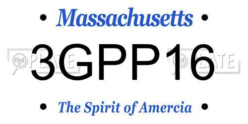 3GPP16 Massachusetts License Plate
