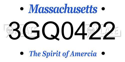 3GQ0422 Massachusetts License Plate