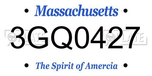 3GQ0427 Massachusetts License Plate