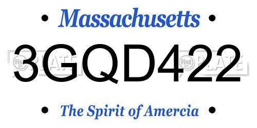 3GQD422 Massachusetts License Plate