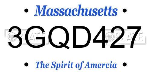 3GQD427 Massachusetts License Plate
