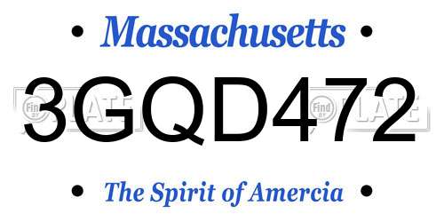 3GQD472 Massachusetts License Plate