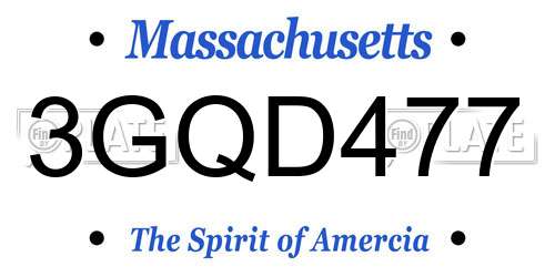 3GQD477 Massachusetts License Plate