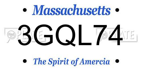3GQL74 Massachusetts License Plate