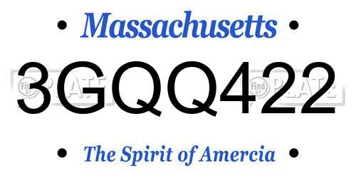 3GQQ422 Massachusetts License Plate