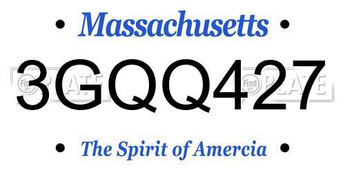 3GQQ427 Massachusetts License Plate