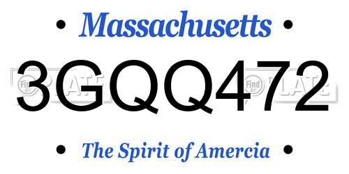 3GQQ472 Massachusetts License Plate