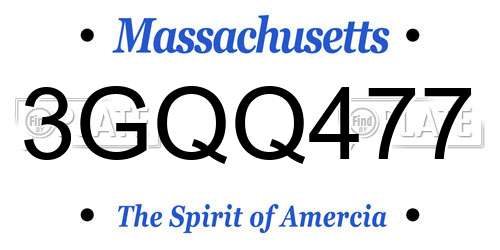 3GQQ477 Massachusetts License Plate