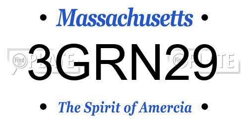3GRN29 Massachusetts License Plate