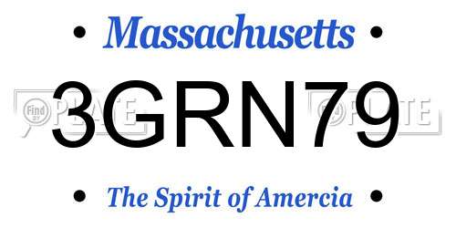 3GRN79 Massachusetts License Plate