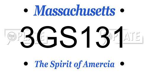 3GS131 Massachusetts License Plate