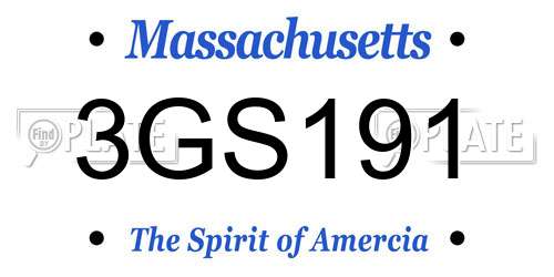 3GS191 Massachusetts License Plate