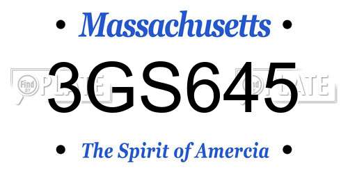 3GS645 Massachusetts License Plate