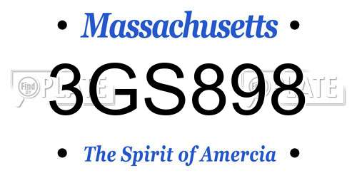 3GS898 Massachusetts License Plate