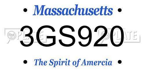 3GS920 Massachusetts License Plate
