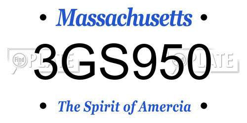 3GS950 Massachusetts License Plate
