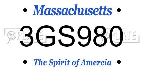 3GS980 Massachusetts License Plate