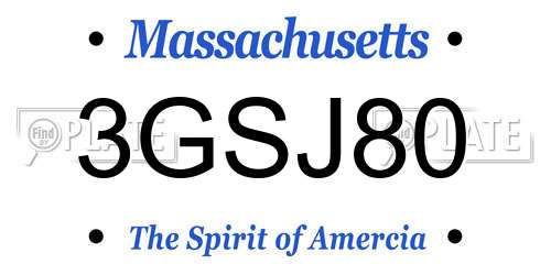 3GSJ80 Massachusetts License Plate