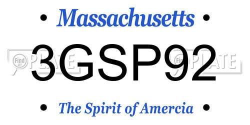 3GSP92 Massachusetts License Plate